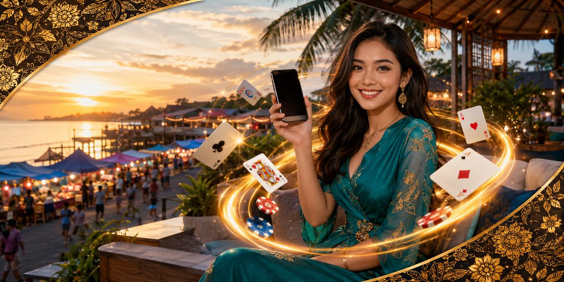 Pemain Teen Patti Malaysia dengan latar belakang corak batik tradisional